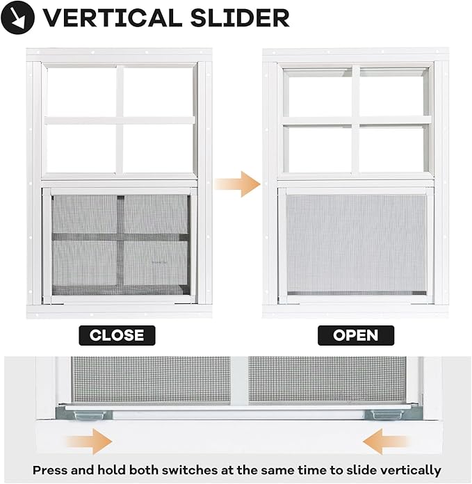 Shed Windows 2 Pack, Chicken Coop Windows 12" x 18" with Tempered Glass and Fiberglass Screen, Flush Mounted Small Window for Shed, Barns, Playhouse, Household, Garage (White)