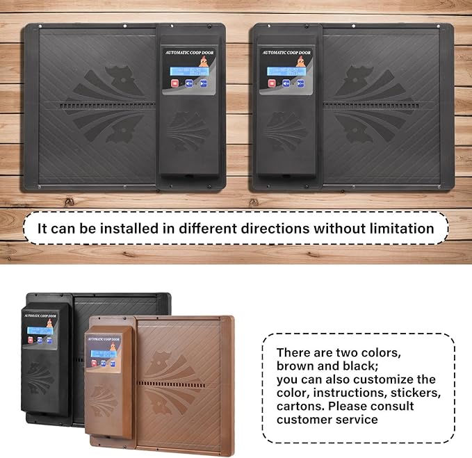 Automatic Chicken Coop Door Opener, Large Side Opening Design with Timer, Anti-Pinch Sensor, USB Or Battery Powered, LCD Screen, Easy Install for Backyard Chicken Coop
