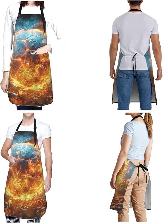 Kitchen Aprons for Men Women Waterproof Apron with 2 Pockets Cool Steampunk Gears Apron Adjustable Bib Aprons