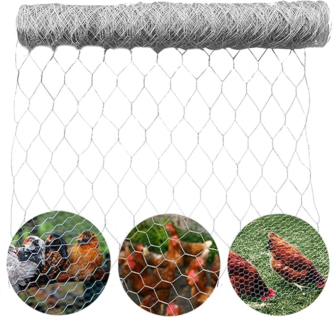 Galvanized Poultry Wire Netting 2" Hexagonal Mesh Wire Fence Suit for Family Craft Projects Chicken Netting Garden Fencing Backyard Fencing (4ft x 150ft)