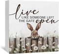 Farmhouse Rabbit Sign - Farmhouse Cottagecore Animal Office Kitchen Bedroom Decor,Rustic Farm Live like Someone Left the Gate Open Home Decor Signs,Duck Gifts for Women