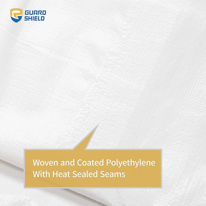 GUARD SHIELD Tarp White 8x8 Feet Multi Purpose Waterproof Poly Tarp Cover 5mil (2-Pack)