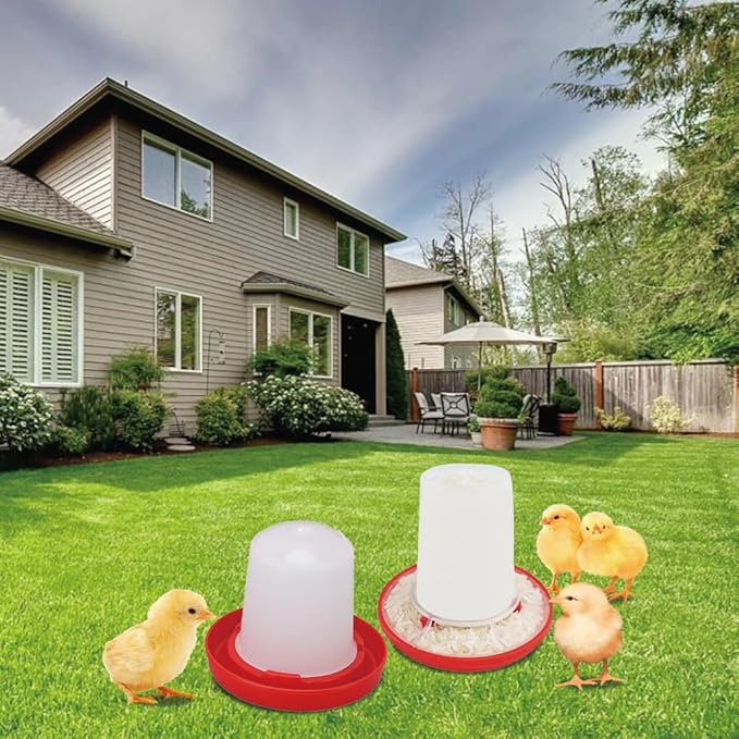 Chick Feeder Waterer Kit, Drinkers Plastic Hanging Poultry Feeding Equipment Set Free Range Twist Lock Base Combo Outdoor Water Dispenser Container For Baby Chicken Quail Hen Duck Farm Coop Supplies