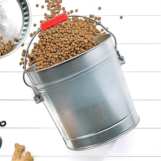 6-Gallon Galvanized Steel Storage Can with Locking Lid, Airtight Metal Container for Pet Food, Bird Seed & Charcoal, Outdoor Weather-Resistant Design