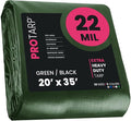 PROTARP Extreme Heavy Duty 22 Mil Tarp Cover, Waterproof, UV Resistant, Rip and Tear Proof, Poly Tarpaulin with Reinforced Edges for Roof, Camping, Patio, Pool, Boat. (Green/Black 20′ X 35′)
