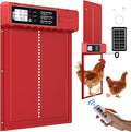Automatic Chicken Coop Door Solar Powered with XL Large Size 10.8″x 14.2″ Red Auto Chicken Door Design with USB-C Charging & 3 Modes, Anti-Pinch & Aluminum Alloy Weather Proof