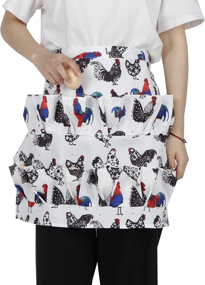 Egg Collecting Apron with Multiple Pockets | Unrestricted Egg Gathering Holder for Chickens/Ducks/Quail | Farmhouse Supplies for Eggs & Fragile Items (2 M)