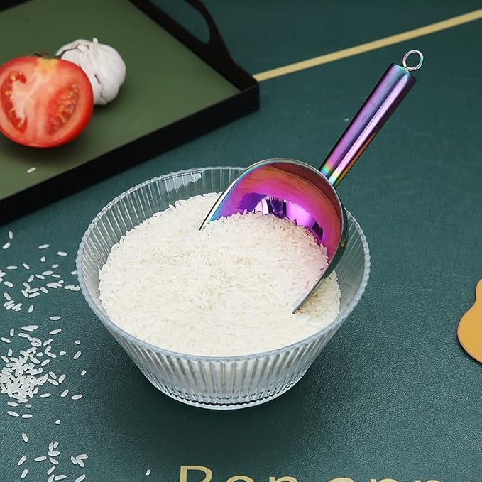 Rainbow Ice Cream Scoop - Premium Stainless Steel for Cookie, Dog Food, Flour, Candy - Dishwasher Safe (8oz/9 Inch)