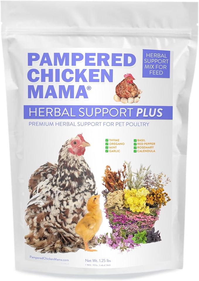 Pampered Chicken Mama Herbal Support Plus Poultry Treat for Overall Health | Mix with Layer Feed, Chick Starter, Chicken Scratch (1.25 Pound)