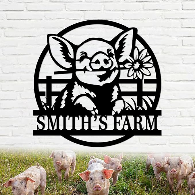 Personalized Hanging Metal Farm Signs, Personalized Outdoor Ranch Sign, Outdoor Farm Signs,Last Name Metal Sign,Custom Large Farmhouse Sign (Design 5)