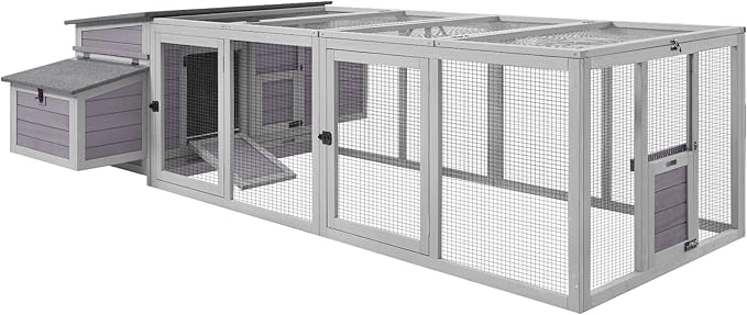 Aivituvin Chicken Coop Wooden Hen House Two Nesting Box with Large Run Outdoor Rabbit Hutch Bunny Cage Poultry Coop Suit for 4-6 Chickens