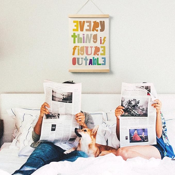 AQYIP Everything is Figureoutable Inspirational Wall Art Decor, Boho Classroom Decor, Positive Affirmations Poster Canvas Prints for Kids Room Home Classroom Wall Decoration, 12x16 Inch