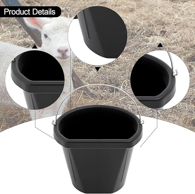 Horse Feed Bucket Water Bowl Multipurpose Storage Bin with Handle Utility Bucket Rubber Feeder for Outdoor Farm Pasture Ranch