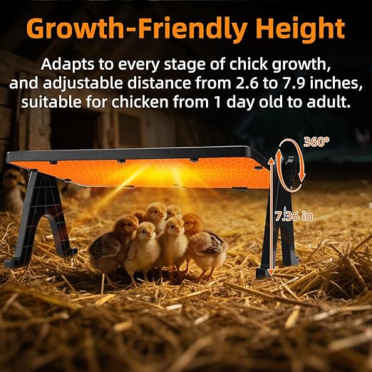 Brooder Plate for Chicks, Smart Chick Coop Heater Plate, Can Be Used for 25 Chickens,Chick Brooder Plate with Remote Control, Adjustable Temperature, Height and Angle, Coop Poultry Heating
