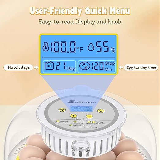 Sailnovo 18 Egg Incubator for Hatching Eggs with Automatic Egg Turning and Humidty Display, Temperature Control,360° Clear View, Egg Incubator for Hatching Chickens,Ideal for Farm,School and Lab