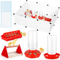 Chick Brooder Box Starter Kit, Plastic Baby Chicken Feeder and Waterer Set with Chick Perch