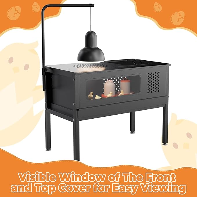Chicken Brooder Box - Stand-Up Brooder Pen for Chick Brooder with Lamp Stand & Removable Collection Tray Accommodates Up to 15 Chicks Ideal for Chickens Ducks Quails, No Lamp