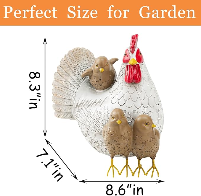 Teaeeno Chicken Statues Garden Decor,Funny Garden Chicken Outdoor Statue Decorative,Chicken Farm Animals Decor,Funny Yard Patio Art Decoration Ornament,Animal Statue Table Ornament,Rooster Statue