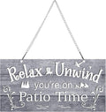 Hotop Patio Decor Patio Sign Decorations Outdoor Metal Porch Wall Decor Rustic Farmhouse Wall Art for Backyard Porch Balcony Gazebo Accessories(12 x 6",Gray)