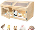 Chicken Brooder Box for Chicks with Sliding Drawer, Large Wooden Chick Brooder Box 32" Wide with Heating Lamp & Thermometer, Fully-Opened Top and Front Door for Chicks, Duck, Quail, Hamster, Reptiles