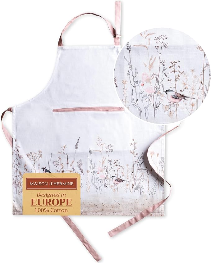 Maison d' Hermine 100% Cotton Apron for women with Pocket Kitchen Chef Apron for Men Cooking Easter Decorations