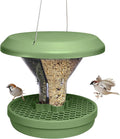 SWISSINNO Bird Feeders - No Mess Hanging Bird Feeder for Outdoors - Smart Birds Davos Spill Proof Wild Cardinal & Small Bird Feeder with Integrated Seed Catcher Tray - Dual Chamber - Sage