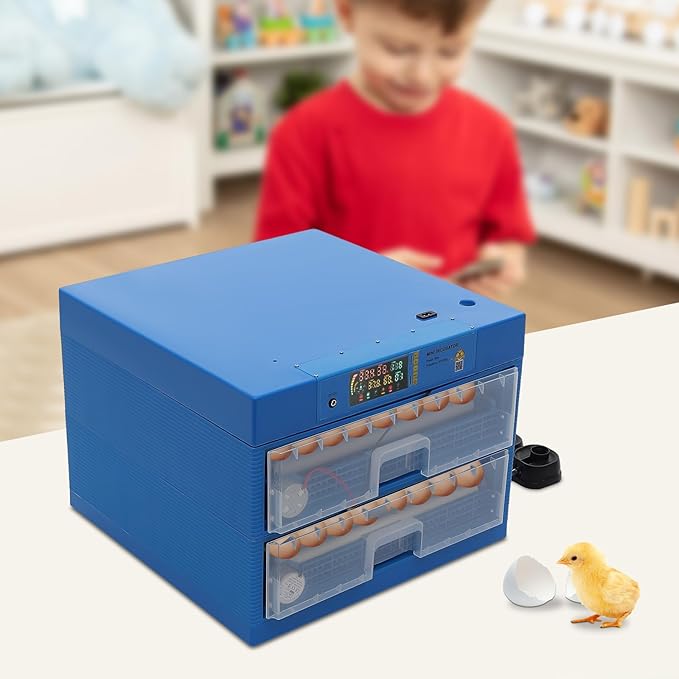 CNCEST Automatic Egg Incubator,Digital Poultry Hatcher Machine,LED Automatic Egg Turning & Temperature Control,32-210.2℉ General Purpose Incubator for Hatching Chicken Duck Quail Eggs (128 Egg)