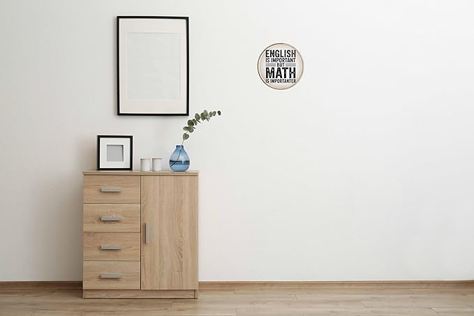 English Math Humor Metal Sign 8x8in Round Teacher Plaque for Classroom Wall Decor Educational Gift