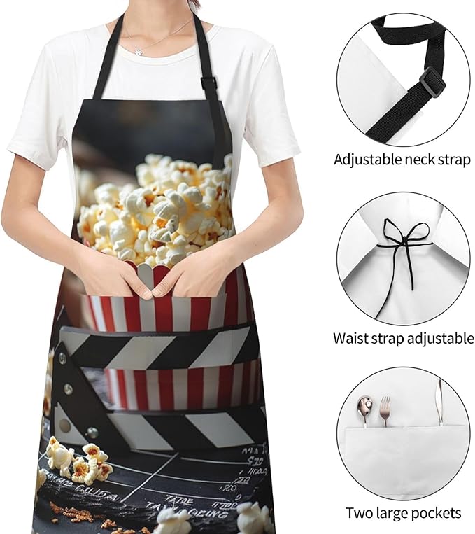 Kitchen Aprons for Men Women Waterproof Apron with 2 Pockets Cool Steampunk Gears Apron Adjustable Bib Aprons