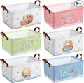 CHENGU 6 Pack Easter Storage Bin Collapsible Easter Basket for Gifts Bunny Eggs Holiday Decor Large Rabbit Basket Foldable Colorful Truck Box with Handle for Bedroom Office Home