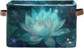 JIPONI Glowing Lotus Fabric Storage Bins for Shelves, Decorative Storage baskets for organizing, Closet Organizer with Handle for Cloth, Toys, Bedrooms, Farmhouse