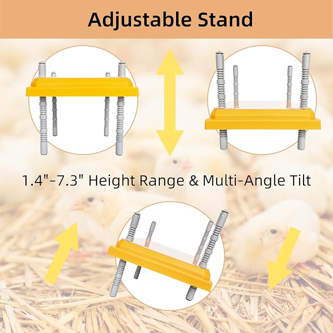 Chick Brooder Heating Plate Brooder Heat Plate for Chicks Ducklings with Feathers 10×10 Inch 15W Adjustable Height & Angle Easy Cleaning Chicks Heater