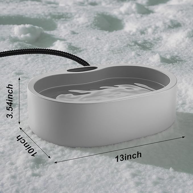 Large Heated Water Bowl for Dog & Cat, Outdoor Heated Dog Bowl with Chew Resistant Power Cord, Waterproof Heated Pet Bowl Smart Thermal-Dish in Winter for Cat Chicken Birds, 0.98 Gallon 35 Watts
