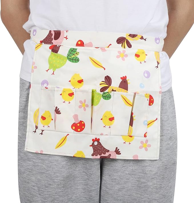 Eggs Collecting Apron, Cotton Twill, Multiple Pockets, Durable and Machine Washable - Protective and Practical, Ideal for Cooking Women Apron and Farm Use (S)