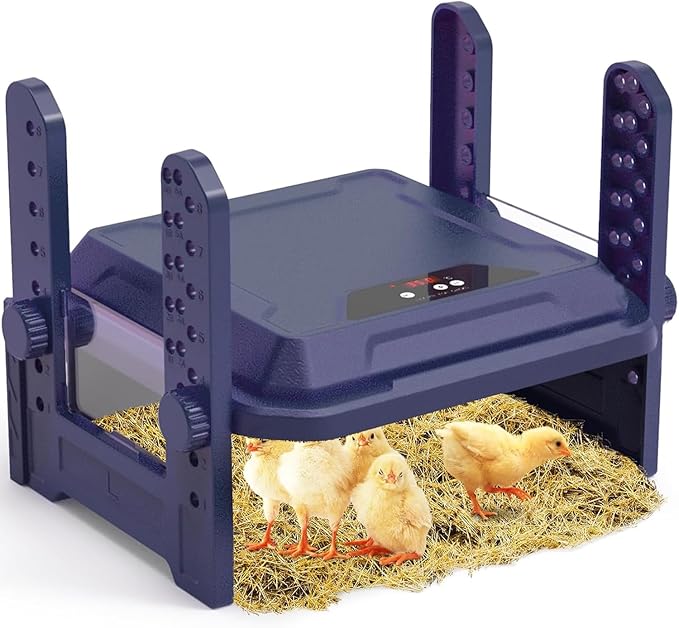 Chick Brooder Heating Plate with Adjustable Temperature, 10"x10" Chicken Brooder Heater for Baby Chicks, Ducklings, Safer Alternative to Heat Lamps, Adjustable Height, 50W Brooder Plate(Blue)
