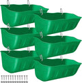 Chicken Feeder Waterer,Hanging Goat Feeders,Feed Trough 3.5 Quart 6 Pack,Hanging Fence Feed Trough for Poultry Livestock,Green