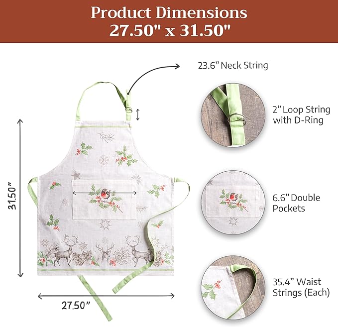 Maison d' Hermine 100% Cotton Apron for women with Pocket Kitchen Chef Apron for Men Cooking Easter Decorations