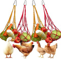 Chicken Vegetable String Bag, Hanging Feeder Toy Vegetable Rack with Hook for Chicken Cage, Poultry Fruit Rack, Cabbage Feeder 4 Sets