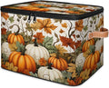 Fall Pumpkin Storage Bins with Lids, Maple Leaf Fabric Storage Boxes with Zipper, Collapsible Decorative Closet Organizer Cube for Clothes,Organizing, Shelves