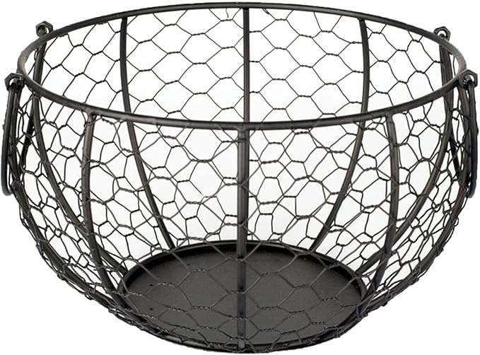 Metal Wire Egg Basket For Collecting Eggs, Chicken Wire Egg Baskets With Handle, Round Handle Egg Basket Vintage Style, Collect & Gathering Basket For Egg,Countertop Egg Basket Holder