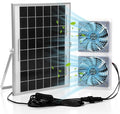 1 Set Solar Fan for Greenhouse, 10 W Solar Panel Fan Kit with Bracket Waterproof Solar Exhaust Fan Solar Dual Fan for Intake or Exhaust Air for Attic, Shed, Barn, Chicken Coop, Dog House
