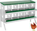 Chicken Nesting Boxes with Roll Away Egg Tray,6/8/10 Compartments, Steel Rustproof & Ventilated Laying Boxes for Hens, Chickens, Ducks, Easy-Clean Poultry Coop Accessories Stand/NO Stand