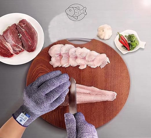 Cutting Gloves, Food Grade Level 5 Protection, Safety Kitchen Cut Gloves for Oyster Shucking, Fish Fillet Processing, Mandolin Slicing, Meat Cutting and Wood Carving. (Violet-Small 1 Pairs)