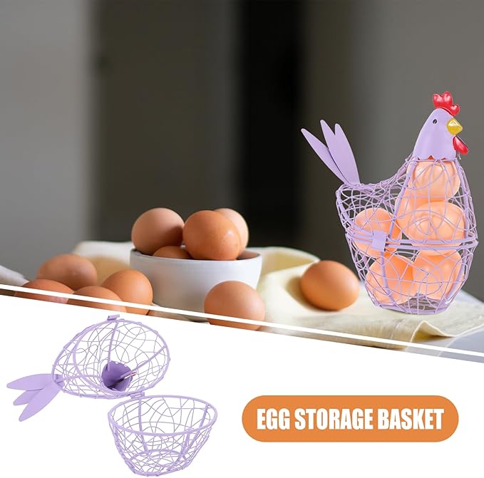 PRETYZOOM Hen-shaped Home Basket Practical Iron Storage for Eggs Fruits and Snacks for Kitchen Restaurant Buffet and and Stylish Storage