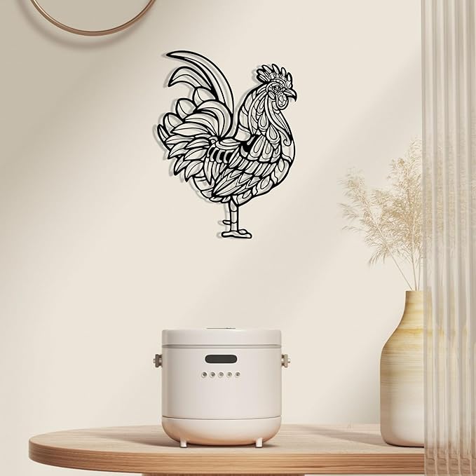 Rajukit Rooster Kitchen Decor - Chicken Decor & Premium Metal Rooster Wall Decor Durable Metal Chicken Gift for Christmas Thanksgiving Housewarming - (14.5"x10.8")