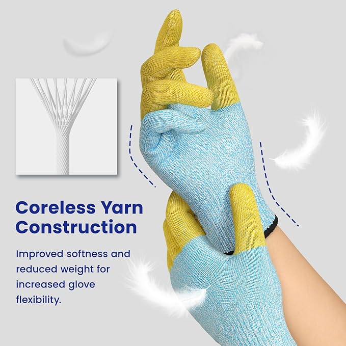 Schwer SlicePro Patented Cut Resistant Gloves AR1345 with ANSI A9 Reinforced 4 Fingers, Food Grade & Touch Screen Cutting Gloves Without Fiberglass, Suit for Kitchen Meat Cutting, L