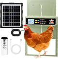 Automatic Chicken Coop Door Solar Powered with Timer, Light Sensor, Remote Control, LCD Display, Aluminum Alloy 4 Auto Modes Wide Chicken House Door, Green