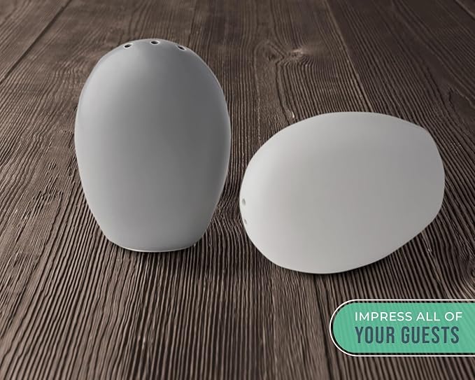 Comfify Salt & Pepper Shakers – White & Grey Ceramic – Contemporary Kitchen Decor