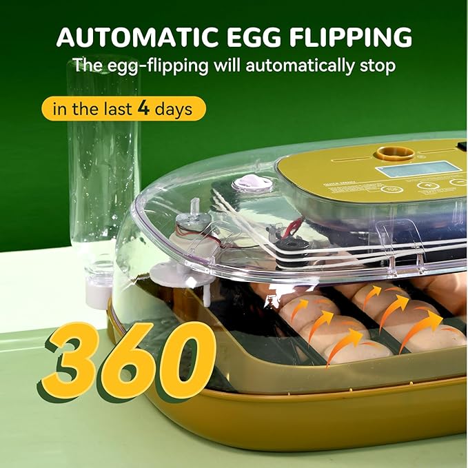 24 Egg Incubator with Automatic Turner, Thermometer seat and Humidity Control - Perfect for Hatching Chicken, Includes Egg Candler and Nesting Pads for Chicken coop