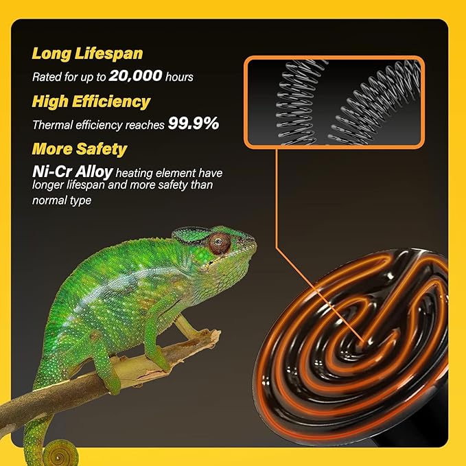 Simple Deluxe 150W Reptile Heat Lamp Bulb Ceramic Heat Emitter No Light Emitting Brooder Coop Heater for Amphibian Pet & Incubating Chicken, 4 Pack Black